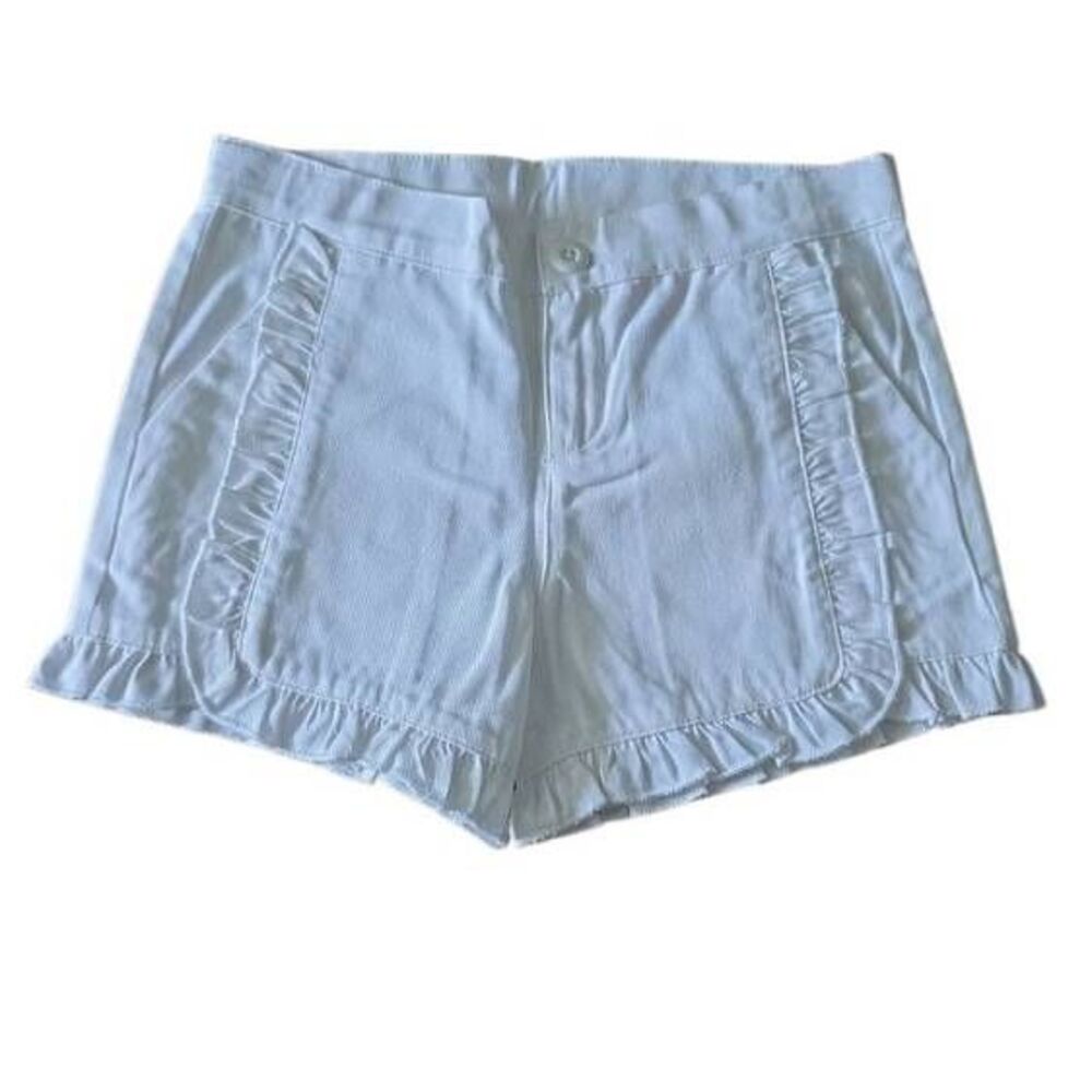 Ruffle Butts Girls Size 8 White Ruffle Trim Woven Shorts